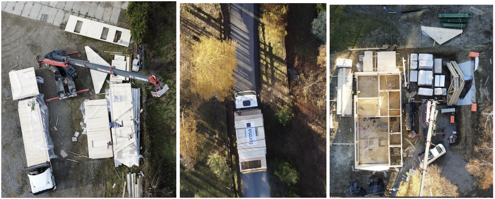 Rozładunek konstrukcji w dolinie, transport na plac budowy i montaż