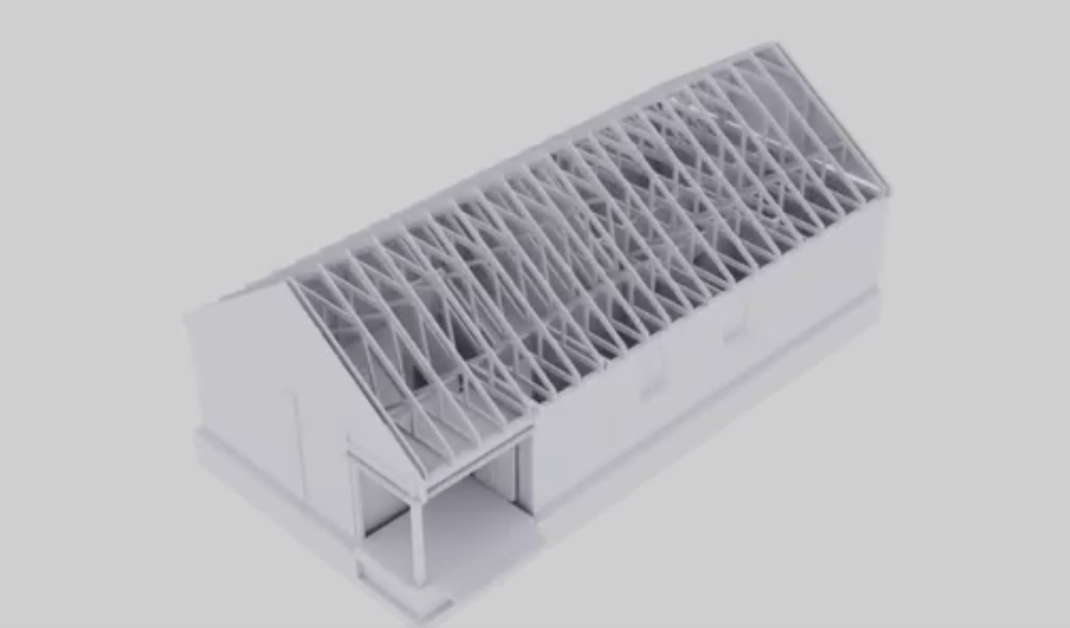 Schemat hybrydowego układu konstrukcyjnego w modelu 3D